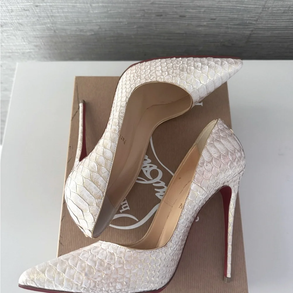 Christian Louboutin So Kate 120 Python Shell White Heels 39.5 - Picture 2 of 7